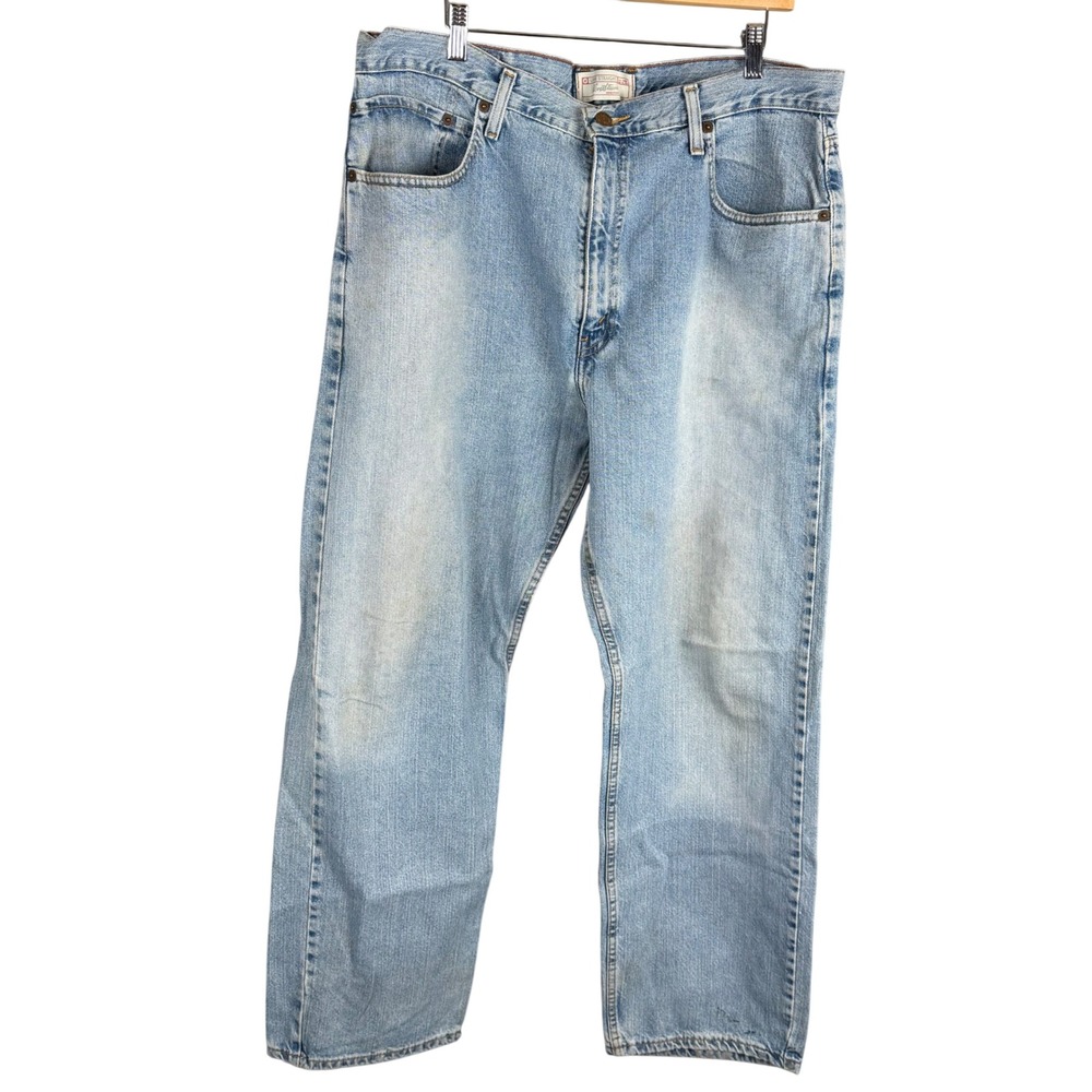 Levi Strauss Signature Loose Straight Jeans Light Wash Mens 36x32 Blue Denim